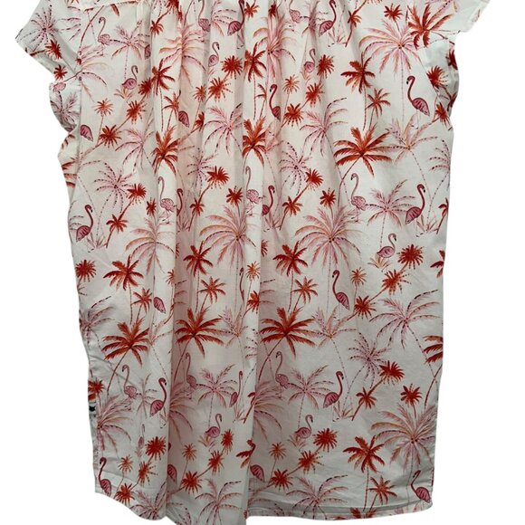 The Cats Pajamas Womens Button-Up Shirt Top SZ Large Flamingos/Palm Tree Print - Picture 9 of 11